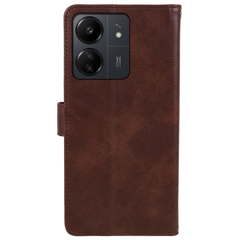 Magnetic Phone Case for Xiaomi Redmi 13C 4G / Poco C65 4G PU Leather Wallet Stand Cover - Brown