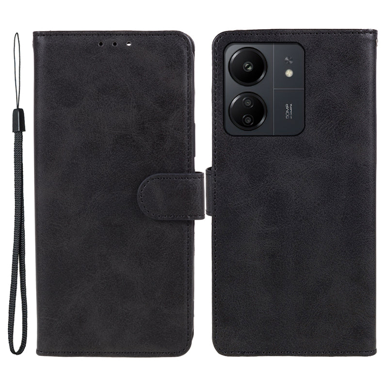 Magnetic Phone Case for Xiaomi Redmi 13C 4G / Poco C65 4G PU Leather Wallet Stand Cover - Brown