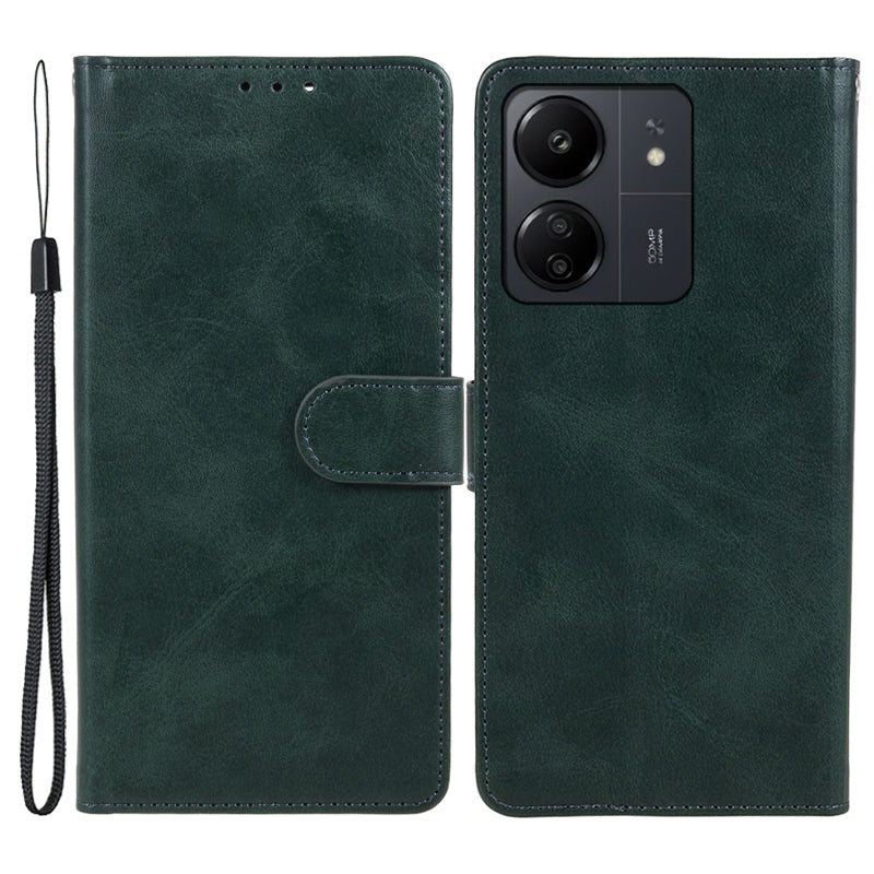 Magnetic Phone Case for Xiaomi Redmi 13C 4G / Poco C65 4G PU Leather Wallet Stand Cover - Brown