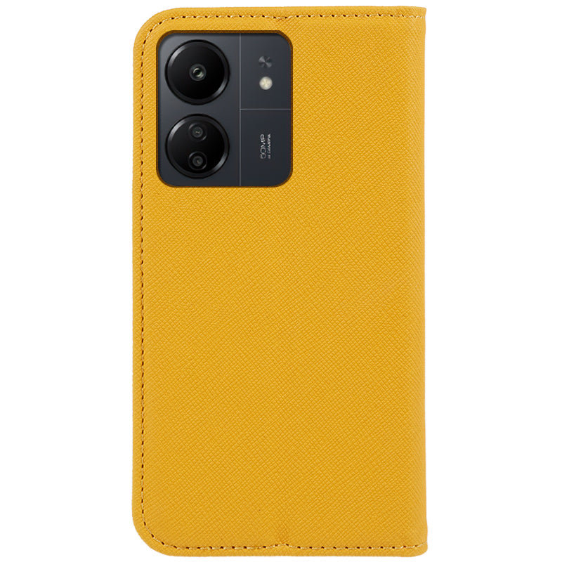 For Xiaomi Redmi 13C 4G / Poco C65 4G Cell Phone Case Magnetic Flip Stand Wallet Shockproof Cover - Yellow