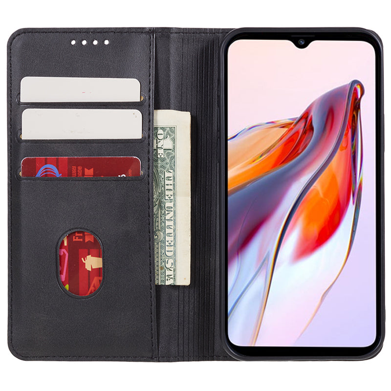 For Xiaomi Redmi 13C 4G / Poco C65 4G Cell Phone Case Calf Texture PU Leather Stand Anti-drop Cover - Black