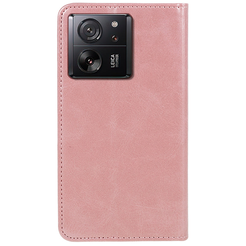 For Xiaomi 13T / 13T Pro / Redmi K60 Ultra Cell Phone Case PU Leather Shockproof Cover with Wallet - Rose Gold