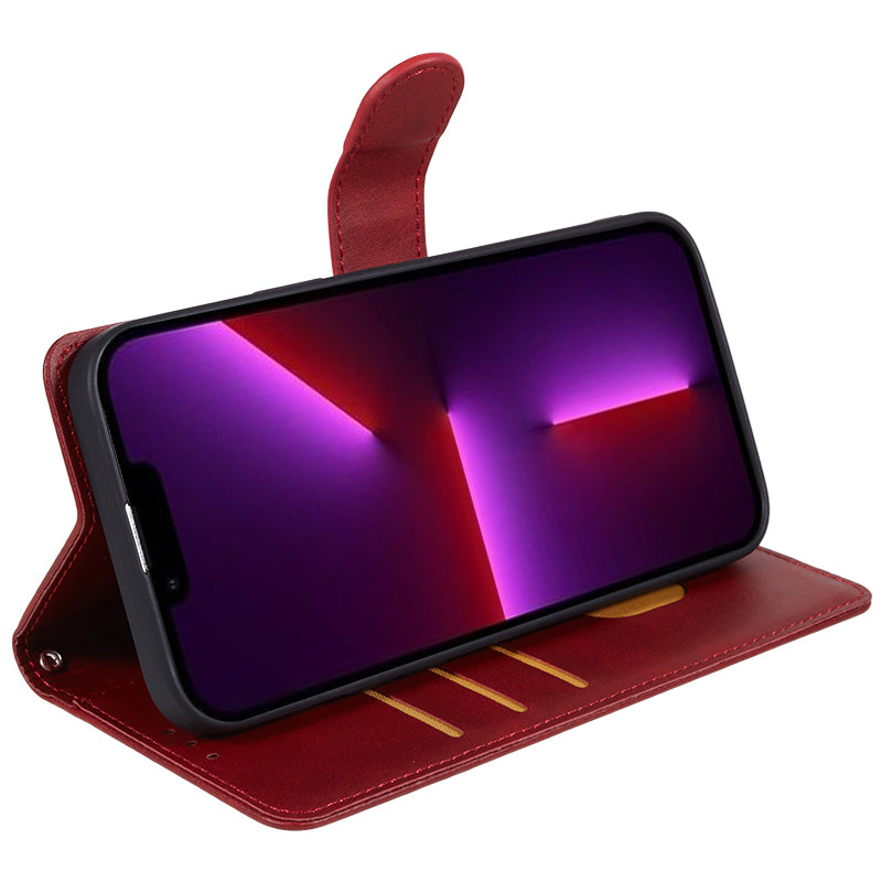 PU Leather Phone Cover for Xiaomi 13T / 13T Pro / Redmi K60 Ultra Case Wallet Stand Shell - Red