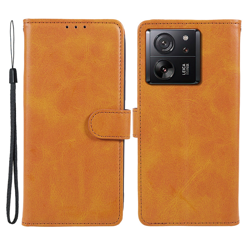PU Leather Phone Cover for Xiaomi 13T / 13T Pro / Redmi K60 Ultra Case Wallet Stand Shell - Red
