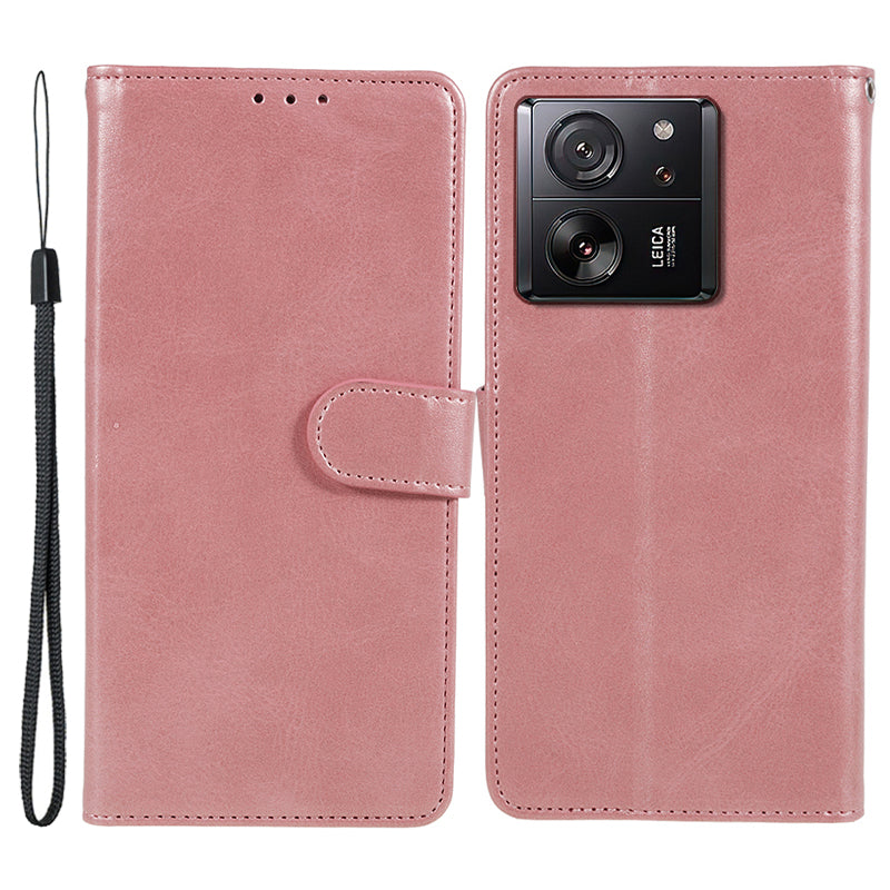 PU Leather Phone Cover for Xiaomi 13T / 13T Pro / Redmi K60 Ultra Case Wallet Stand Shell - Red