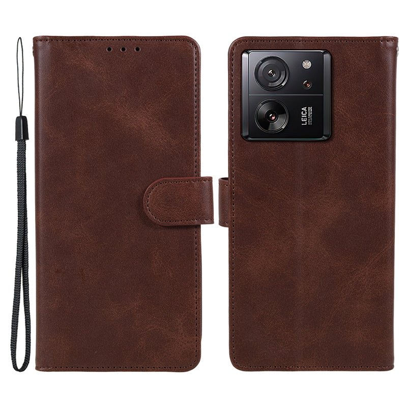 PU Leather Phone Cover for Xiaomi 13T / 13T Pro / Redmi K60 Ultra Case Wallet Stand Shell - Red