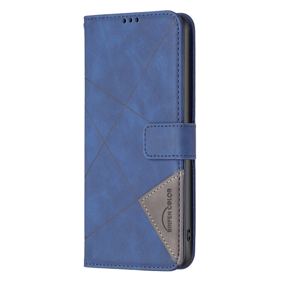 BINFEN COLOR BF05 For Motorola Moto G34 5G Wallet Phone Cover Imprinted Leather Case - Blue
