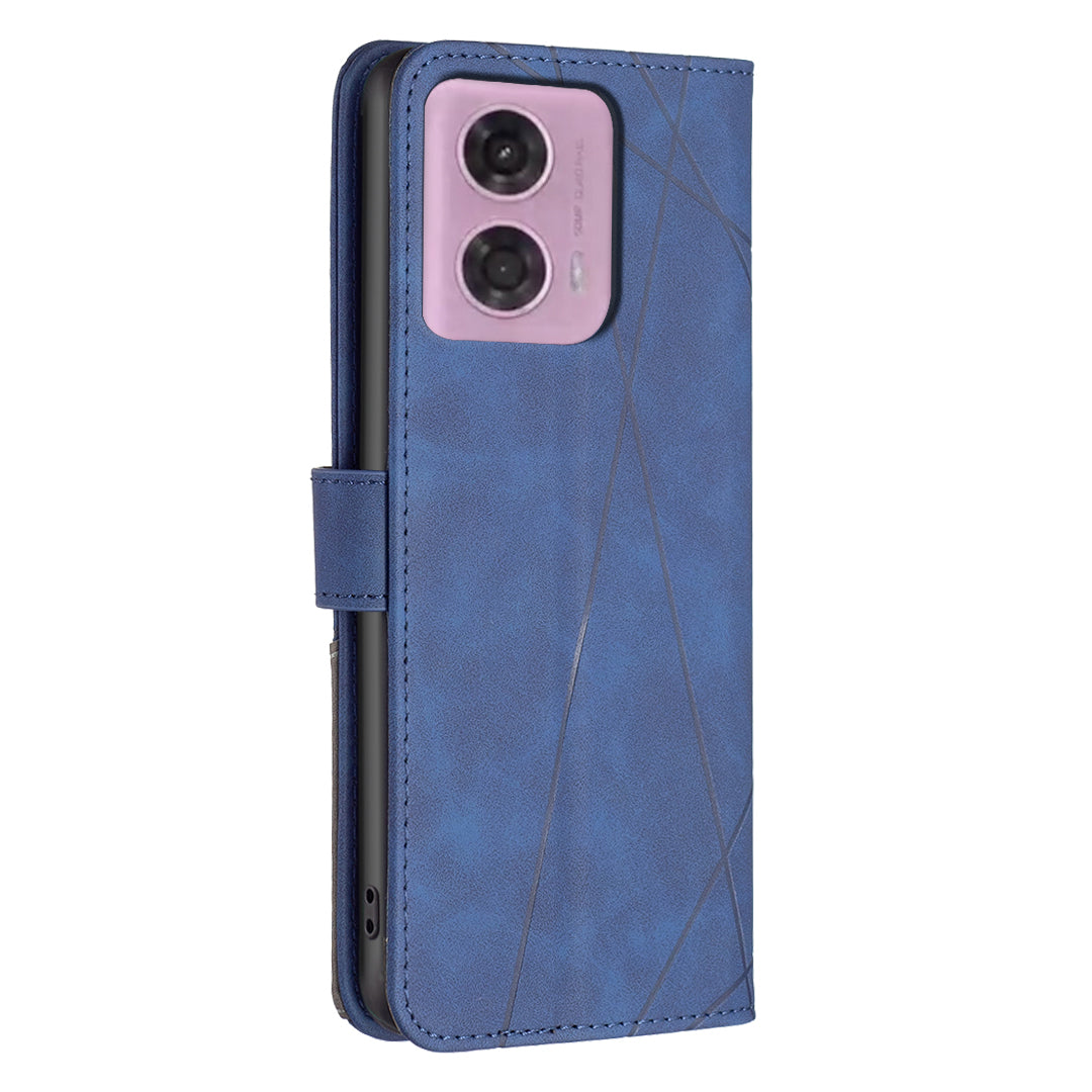 BINFEN COLOR BF05 For Motorola Moto G34 5G Wallet Phone Cover Imprinted Leather Case - Blue
