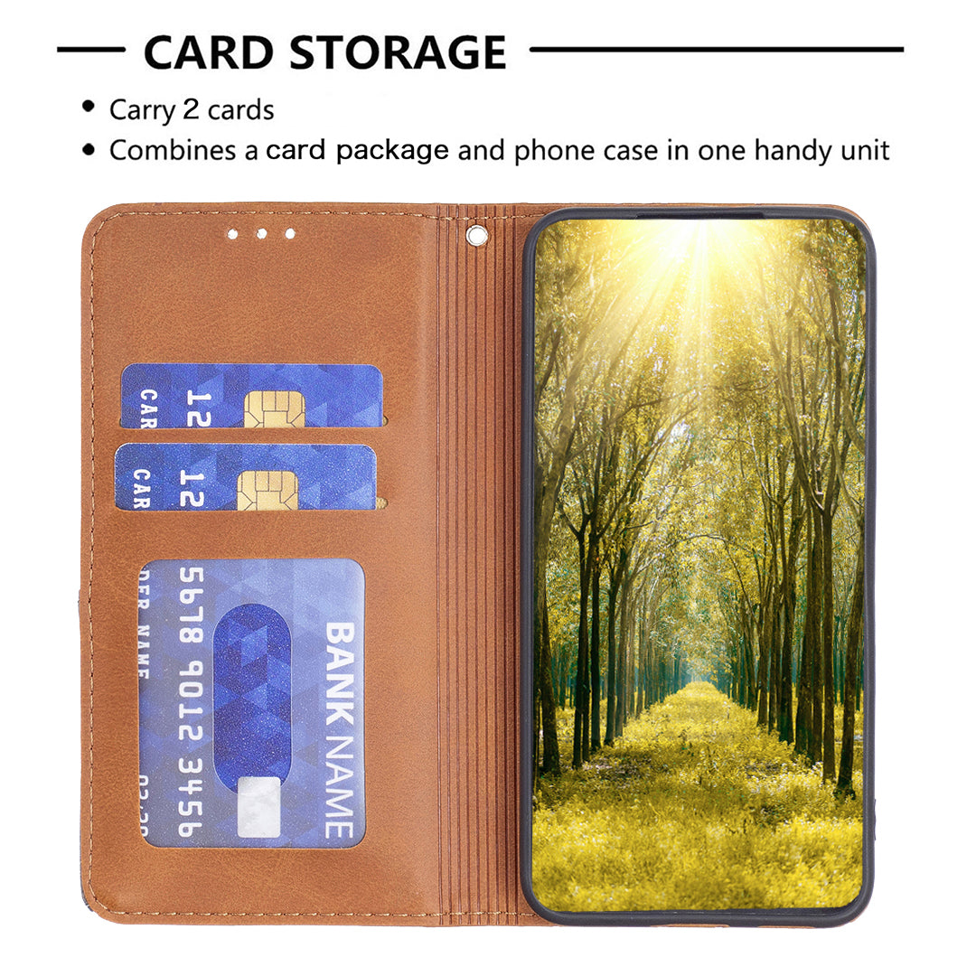For Motorola Moto G34 5G Imprinted Leather Phone Case with Card Slots - Yellow