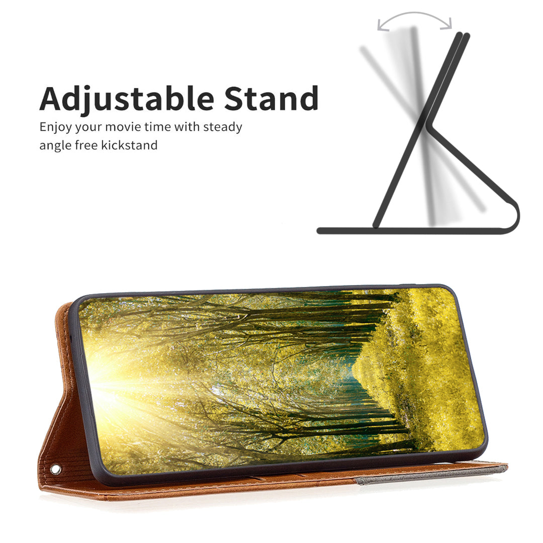For Motorola Moto G34 5G Imprinted Leather Phone Case with Card Slots - Yellow
