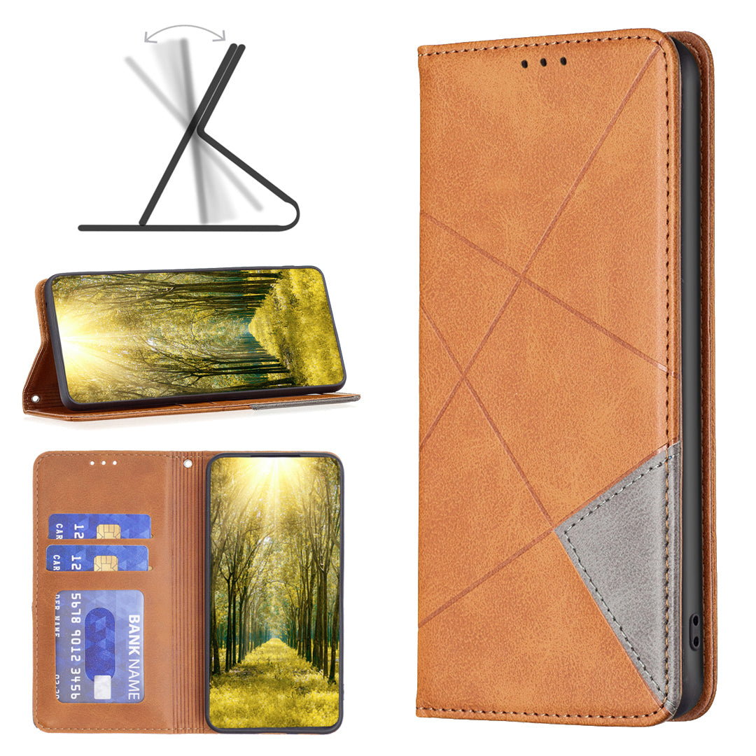 For Motorola Moto G34 5G Imprinted Leather Phone Case with Card Slots - Yellow