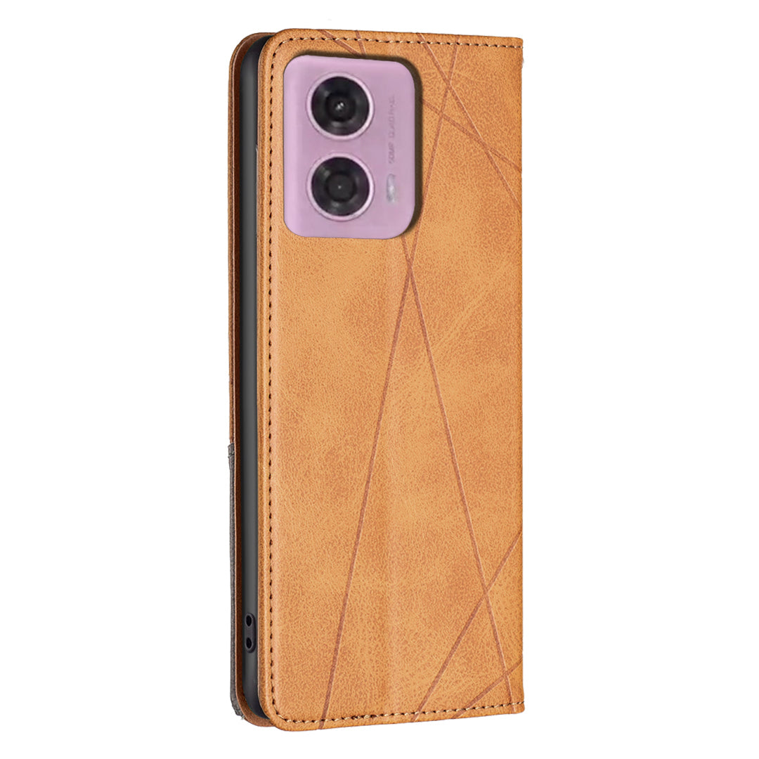 For Motorola Moto G34 5G Imprinted Leather Phone Case with Card Slots - Yellow