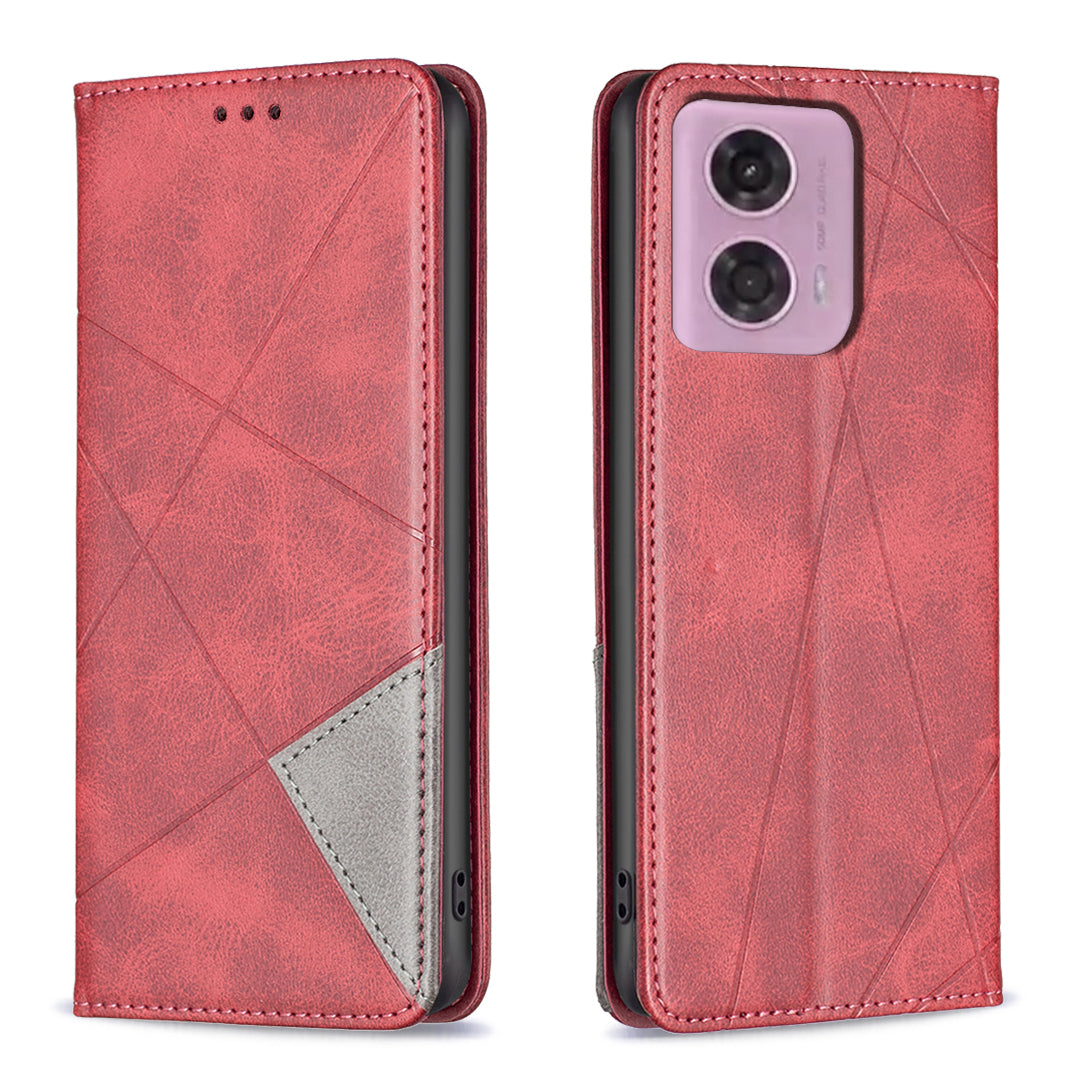 For Motorola Moto G34 5G Imprinted Leather Phone Case with Card Slots - Yellow
