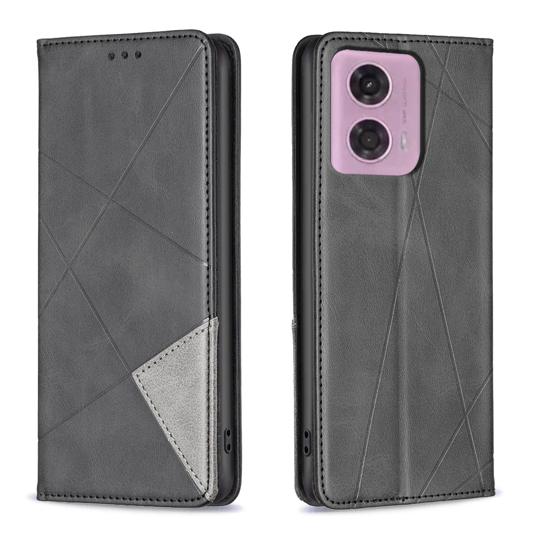 For Motorola Moto G34 5G Imprinted Leather Phone Case with Card Slots - Yellow
