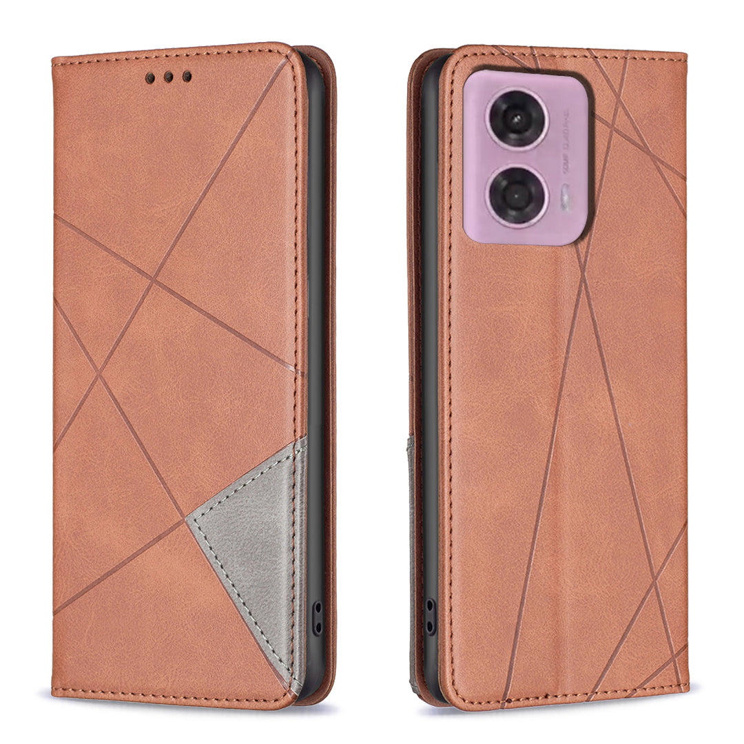 For Motorola Moto G34 5G Imprinted Leather Phone Case with Card Slots - Yellow