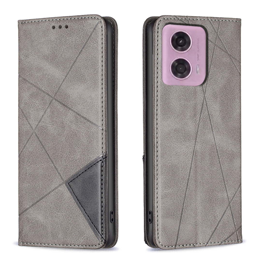 For Motorola Moto G34 5G Imprinted Leather Phone Case with Card Slots - Yellow