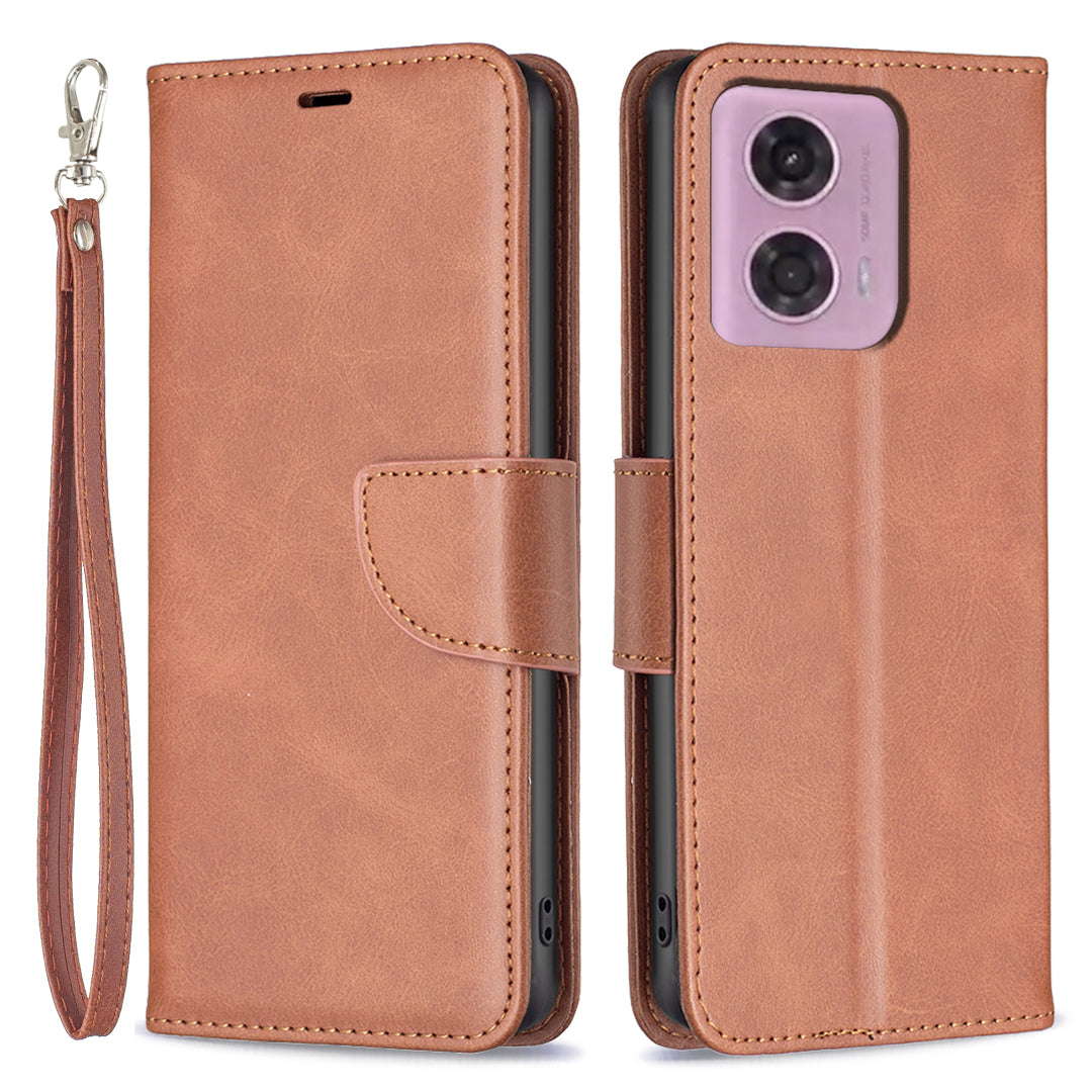 For Motorola Moto G34 5G Leather Case Wallet Phone Protective Cover - Brown