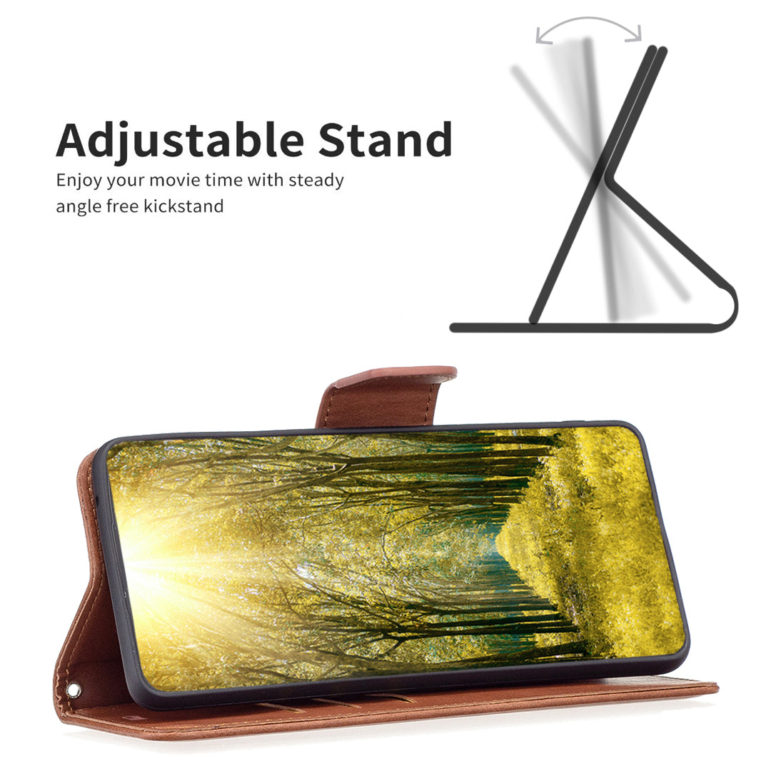 For Motorola Moto G34 5G Leather Case Wallet Phone Protective Cover - Brown
