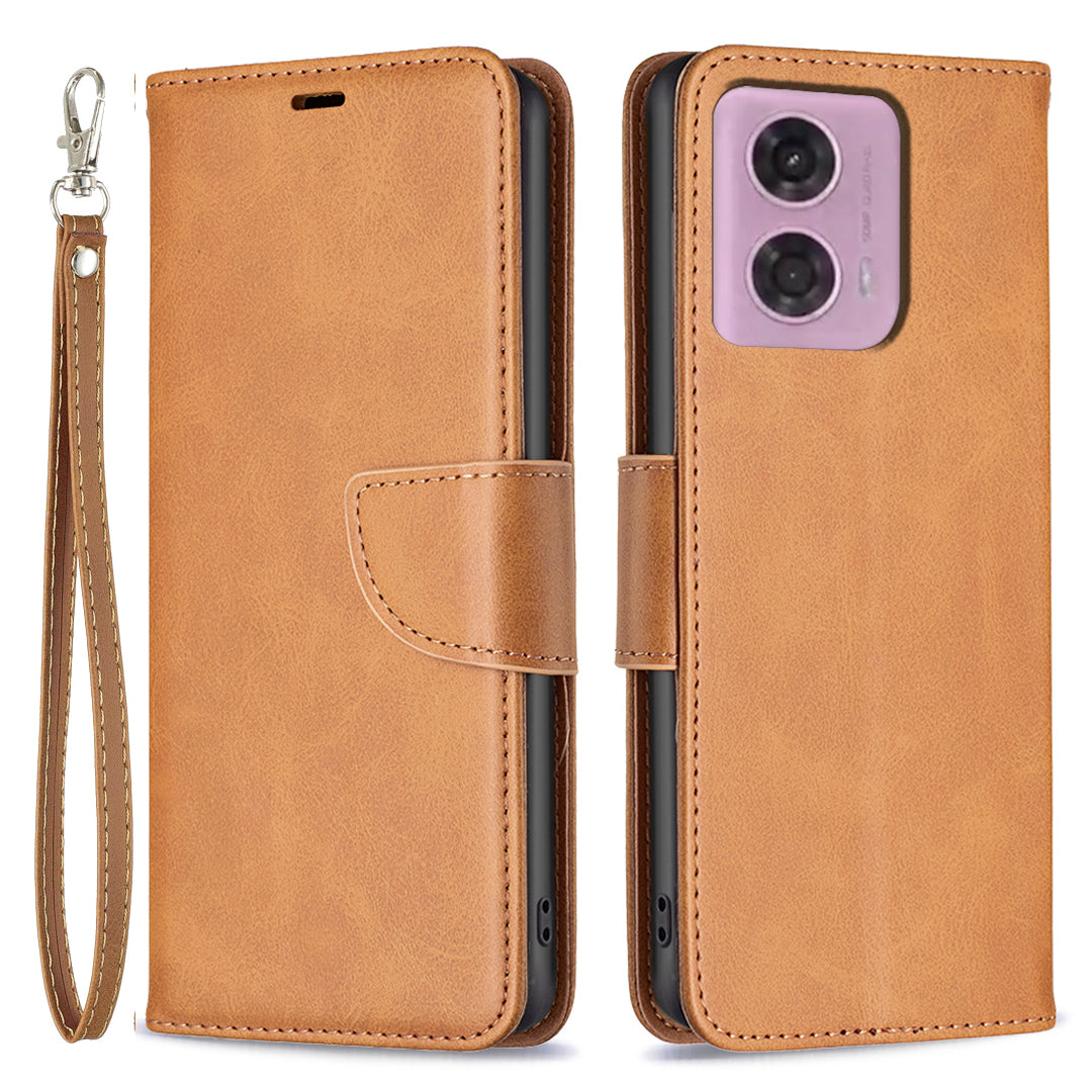 For Motorola Moto G34 5G Leather Case Wallet Phone Protective Cover - Brown