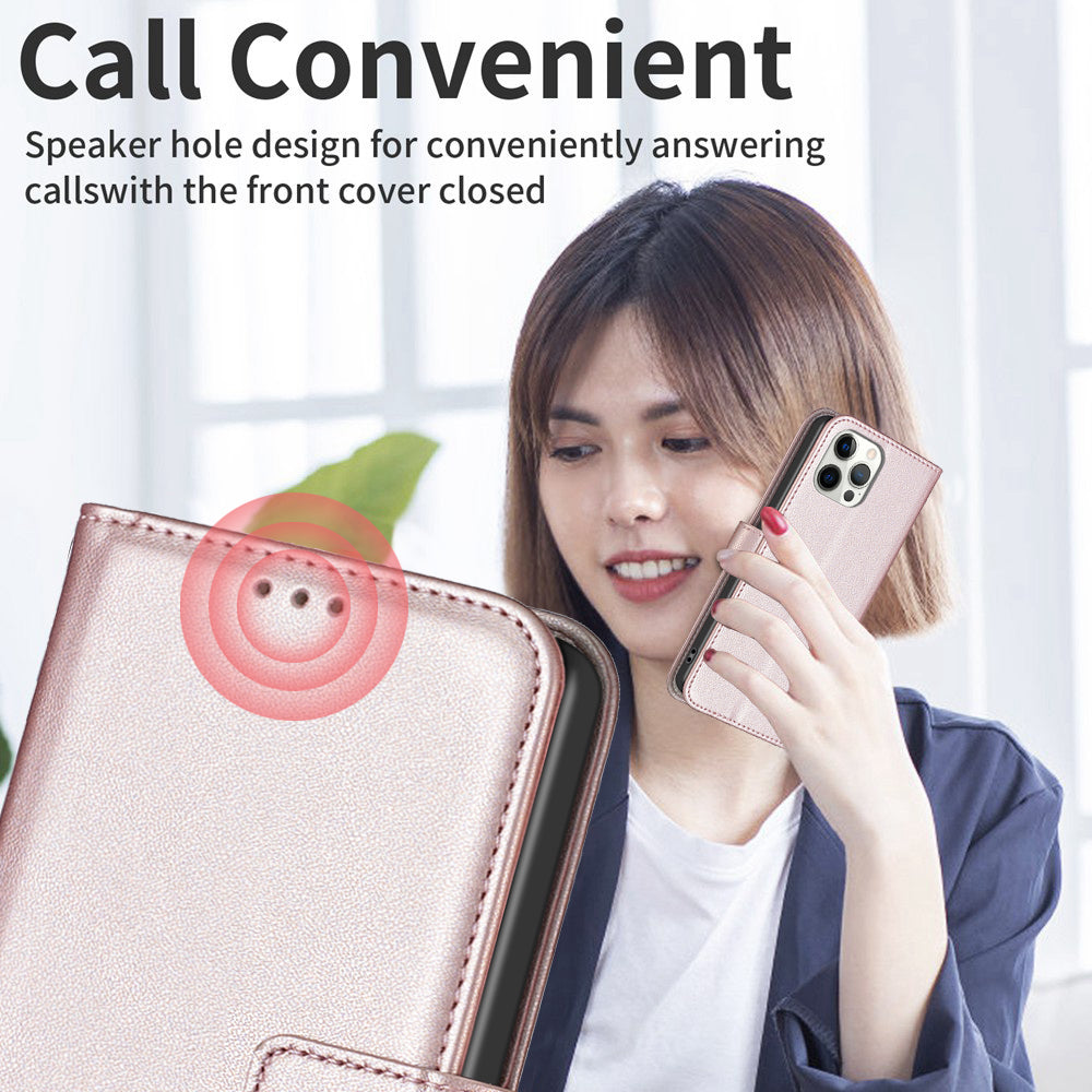BINFEN COLOR BF17 For Motorola Moto G34 5G Wallet Case Leather Cover Full Protection - Rose Gold