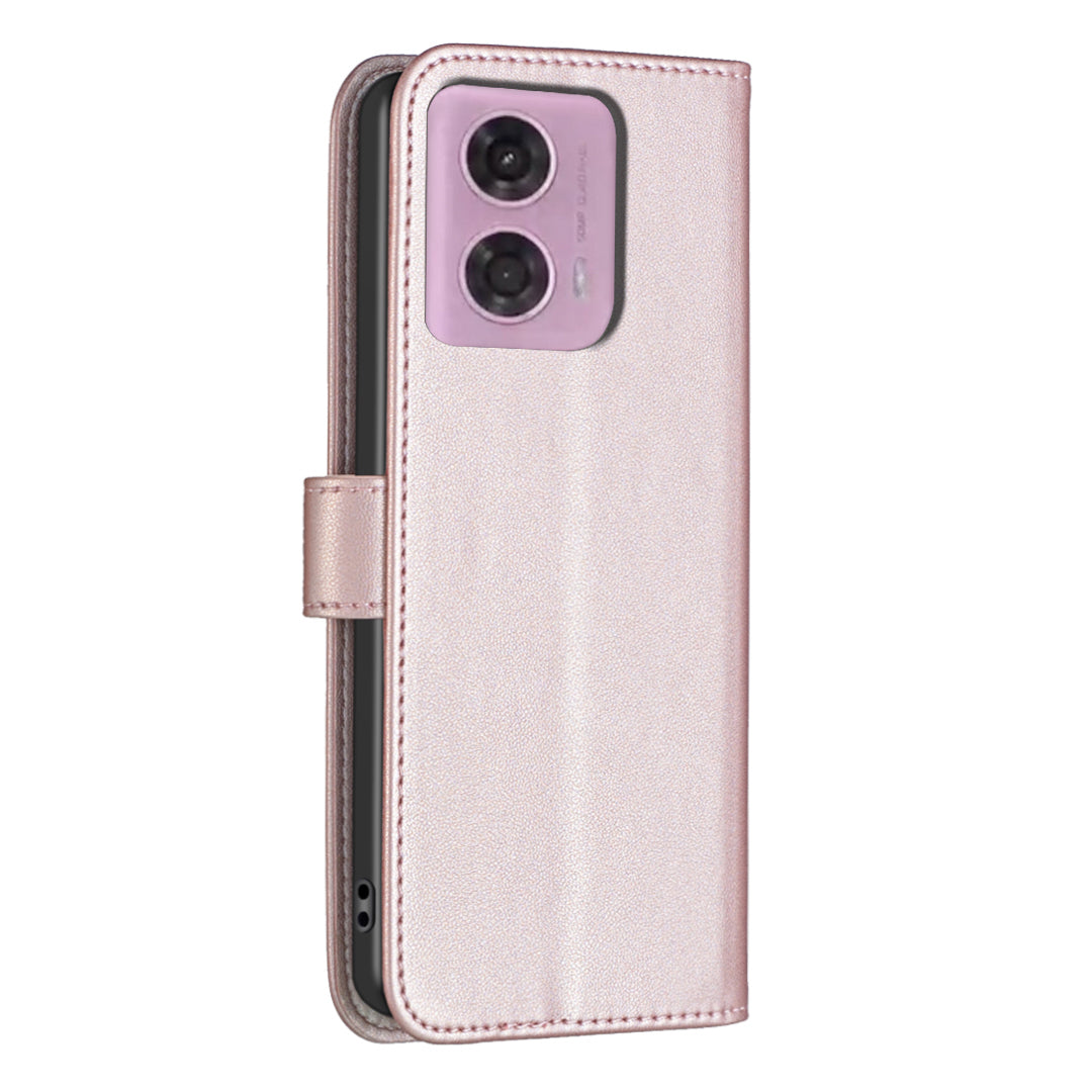 BINFEN COLOR BF17 For Motorola Moto G34 5G Wallet Case Leather Cover Full Protection - Rose Gold