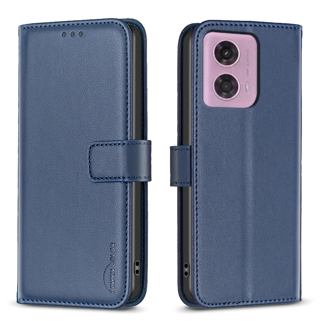 BINFEN COLOR BF17 For Motorola Moto G34 5G Wallet Case Leather Cover Full Protection - Rose Gold