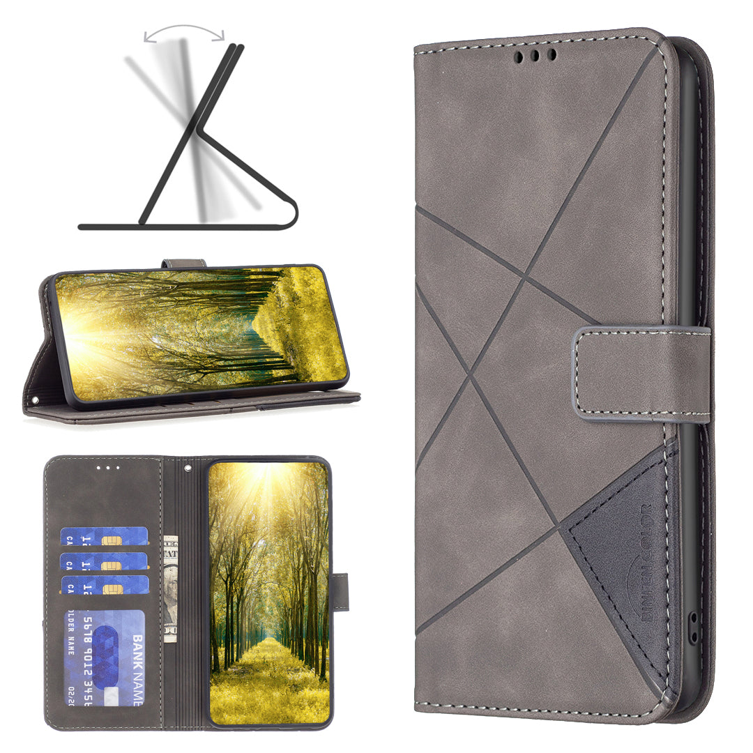 BINFEN COLOR BF05 For Samsung Galaxy Xcover7 Leather Case Wallet Cover Folding Stand - Grey