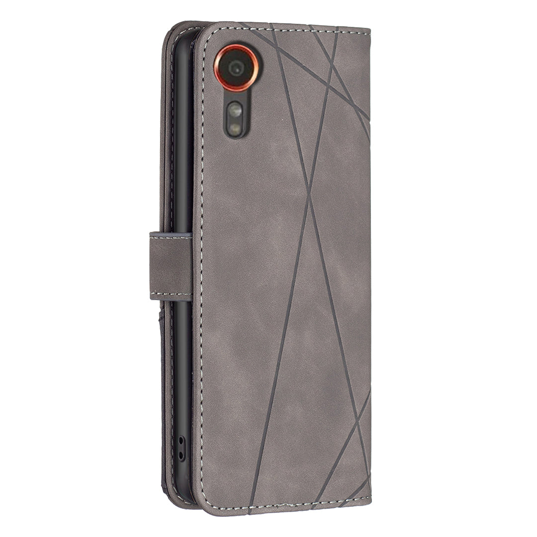 BINFEN COLOR BF05 For Samsung Galaxy Xcover7 Leather Case Wallet Cover Folding Stand - Grey
