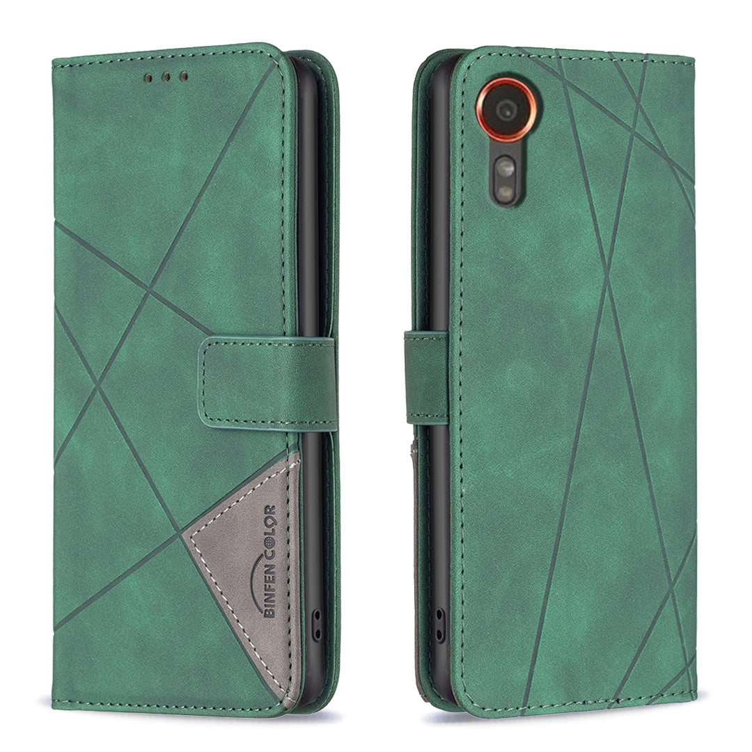 BINFEN COLOR BF05 For Samsung Galaxy Xcover7 Leather Case Wallet Cover Folding Stand - Grey