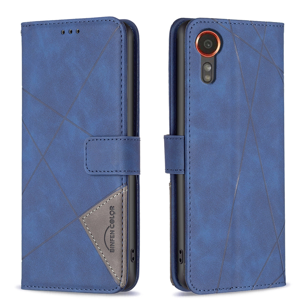 BINFEN COLOR BF05 For Samsung Galaxy Xcover7 Leather Case Wallet Cover Folding Stand - Grey