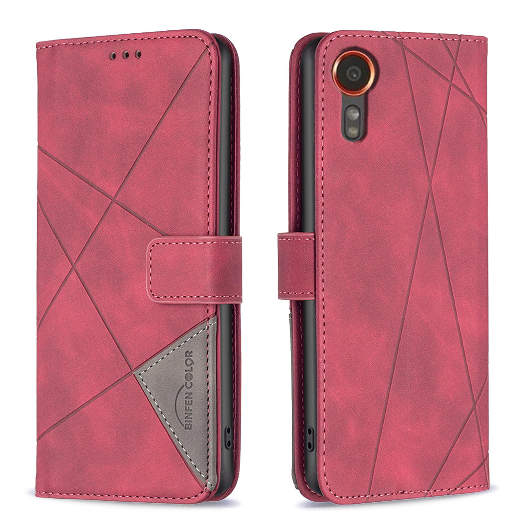 BINFEN COLOR BF05 For Samsung Galaxy Xcover7 Leather Case Wallet Cover Folding Stand - Grey