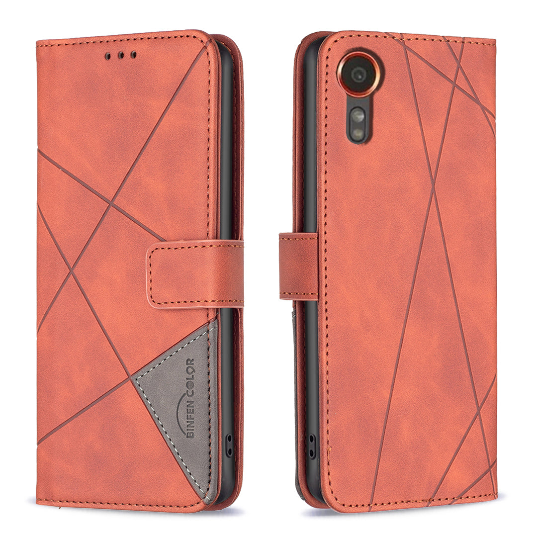 BINFEN COLOR BF05 For Samsung Galaxy Xcover7 Leather Case Wallet Cover Folding Stand - Grey