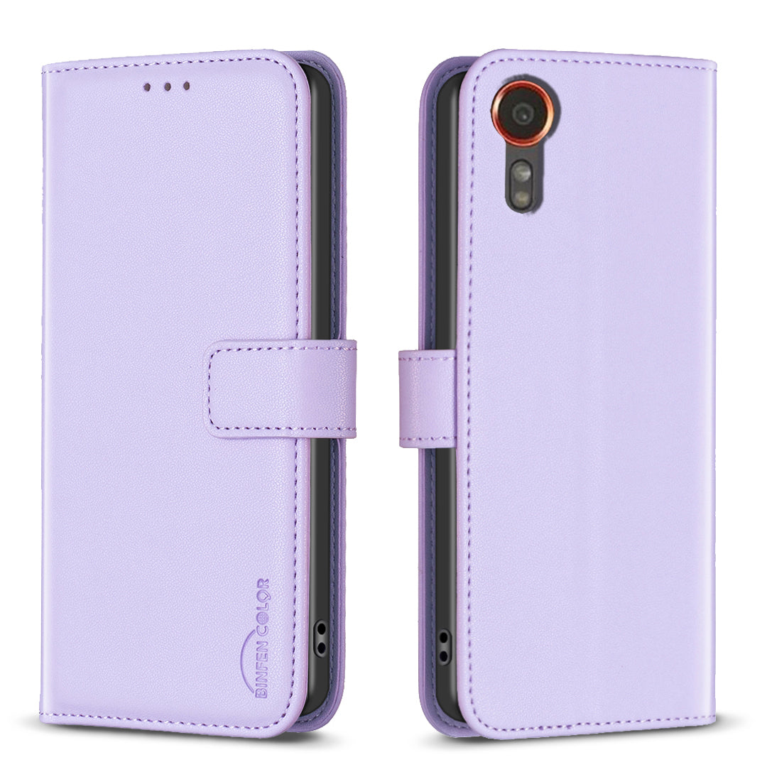 BINFEN COLOR BF17 For Samsung Galaxy Xcover7 Flip Leather Case Wallet Phone Cover - Purple