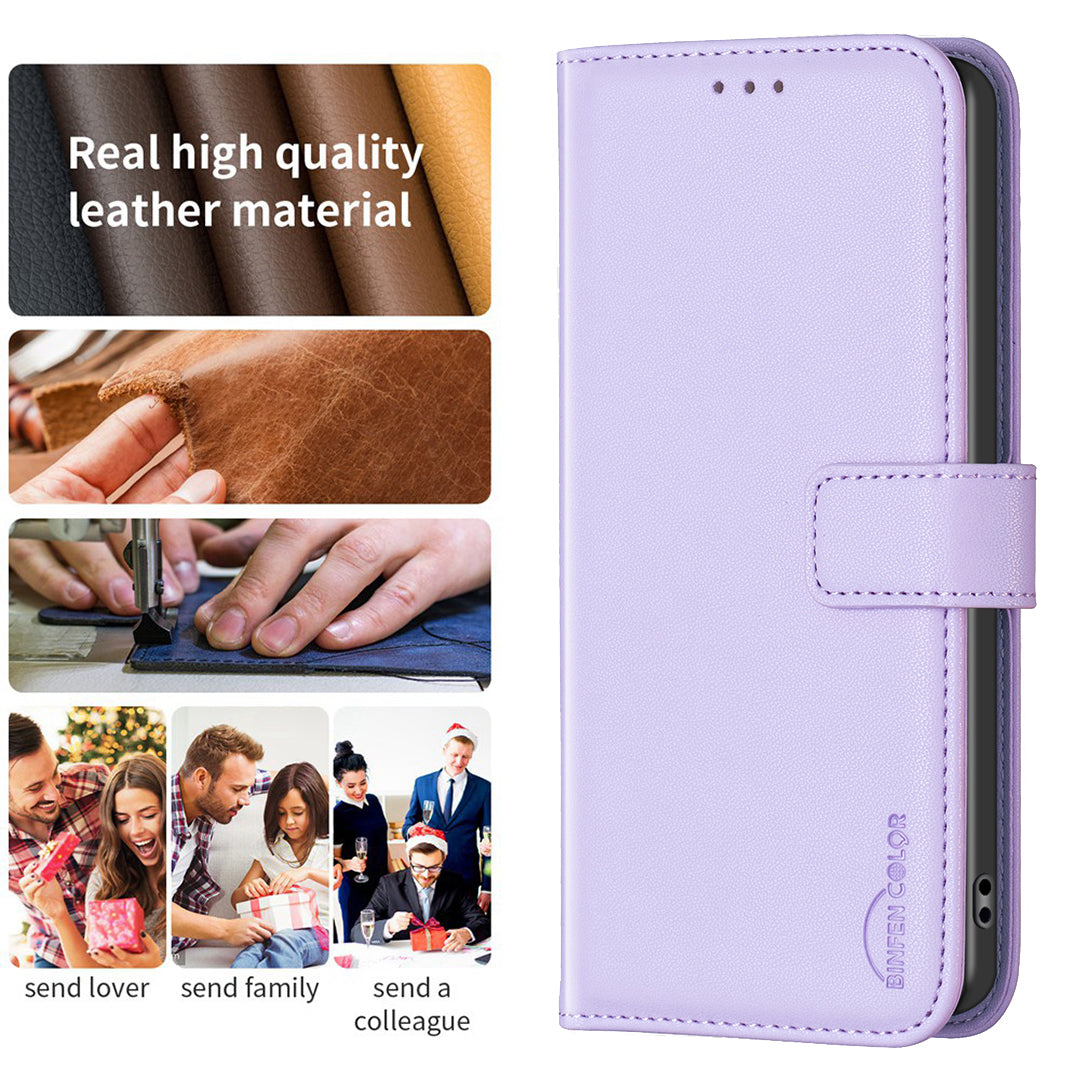 BINFEN COLOR BF17 For Samsung Galaxy Xcover7 Flip Leather Case Wallet Phone Cover - Purple