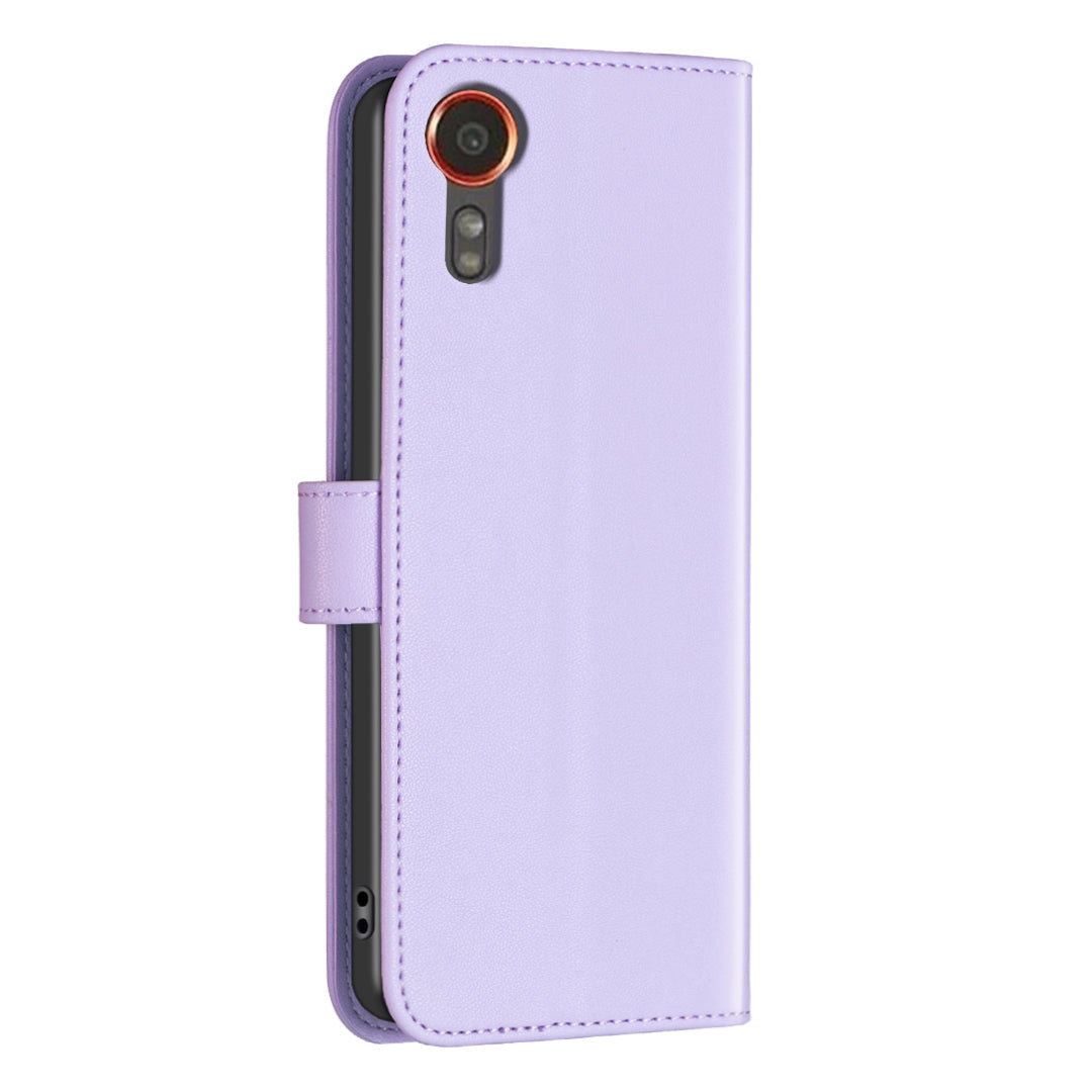 BINFEN COLOR BF17 For Samsung Galaxy Xcover7 Flip Leather Case Wallet Phone Cover - Purple