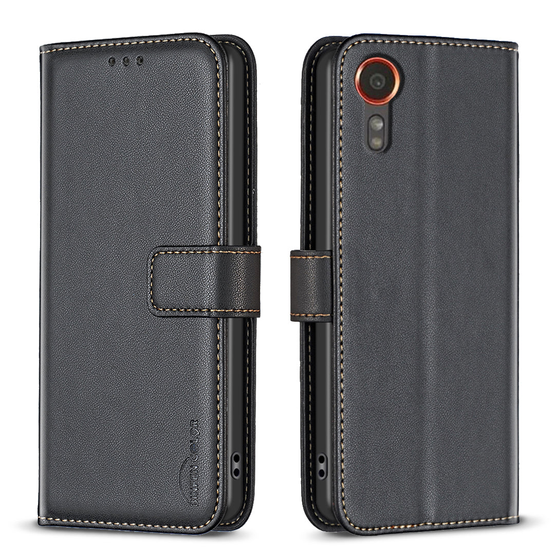 BINFEN COLOR BF17 For Samsung Galaxy Xcover7 Flip Leather Case Wallet Phone Cover - Purple