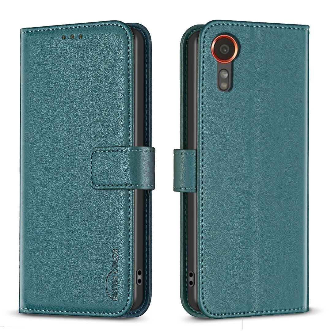 BINFEN COLOR BF17 For Samsung Galaxy Xcover7 Flip Leather Case Wallet Phone Cover - Purple