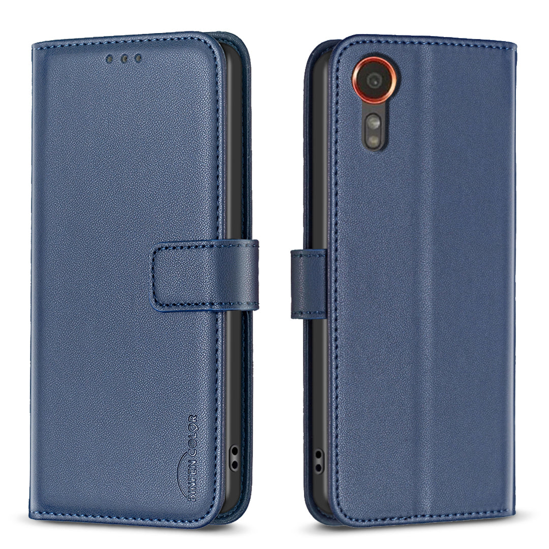 BINFEN COLOR BF17 For Samsung Galaxy Xcover7 Flip Leather Case Wallet Phone Cover - Purple