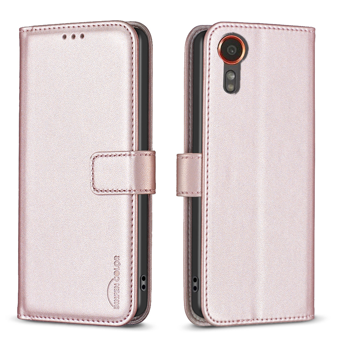 BINFEN COLOR BF17 For Samsung Galaxy Xcover7 Flip Leather Case Wallet Phone Cover - Purple