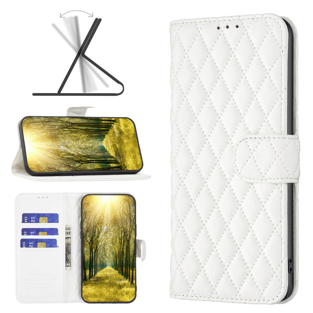 BINFEN COLOR BF Style-14 For Samsung Galaxy Xcover7 Wallet Case Imprinted Leather Cover - White