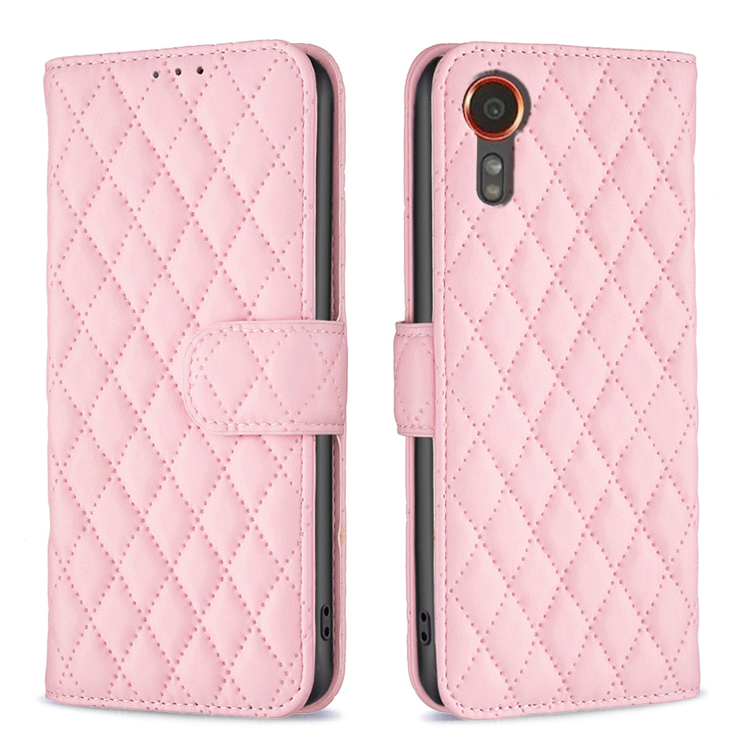 BINFEN COLOR BF Style-14 For Samsung Galaxy Xcover7 Wallet Case Imprinted Leather Cover - White