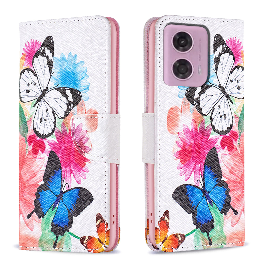 For Motorola Moto G24 4G / G04 4G Wallet Phone Case Pattern Design Magnetic Folio Cover - Bear