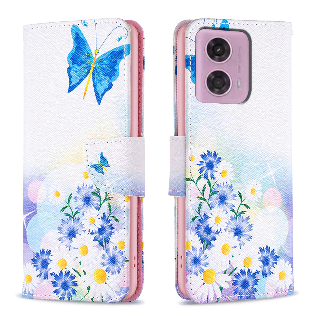 For Motorola Moto G24 4G / G04 4G Wallet Phone Case Pattern Design Magnetic Folio Cover - Bear