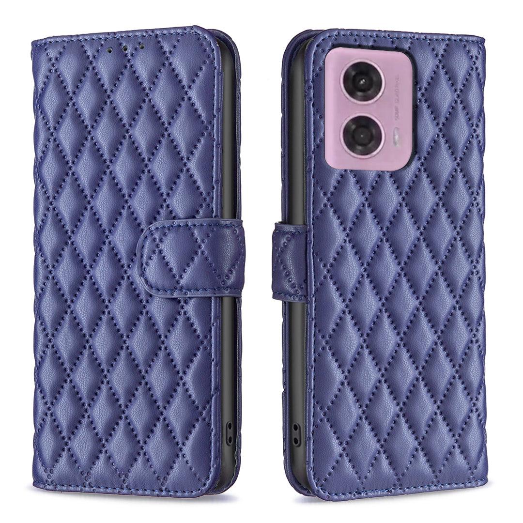 BINFEN COLOR BF Style-14 For Motorola Moto G24 4G / G04 4G Matte Leather Case Wallet Phone Cover - Blue