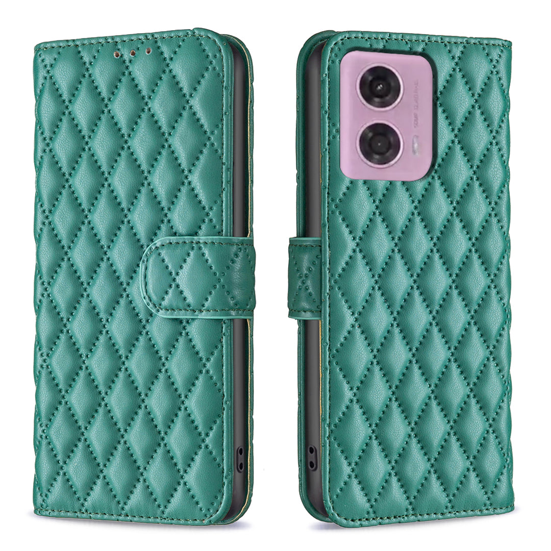 BINFEN COLOR BF Style-14 For Motorola Moto G24 4G / G04 4G Matte Leather Case Wallet Phone Cover - Blue