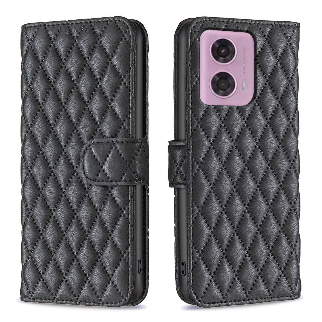 BINFEN COLOR BF Style-14 For Motorola Moto G24 4G / G04 4G Matte Leather Case Wallet Phone Cover - Blue