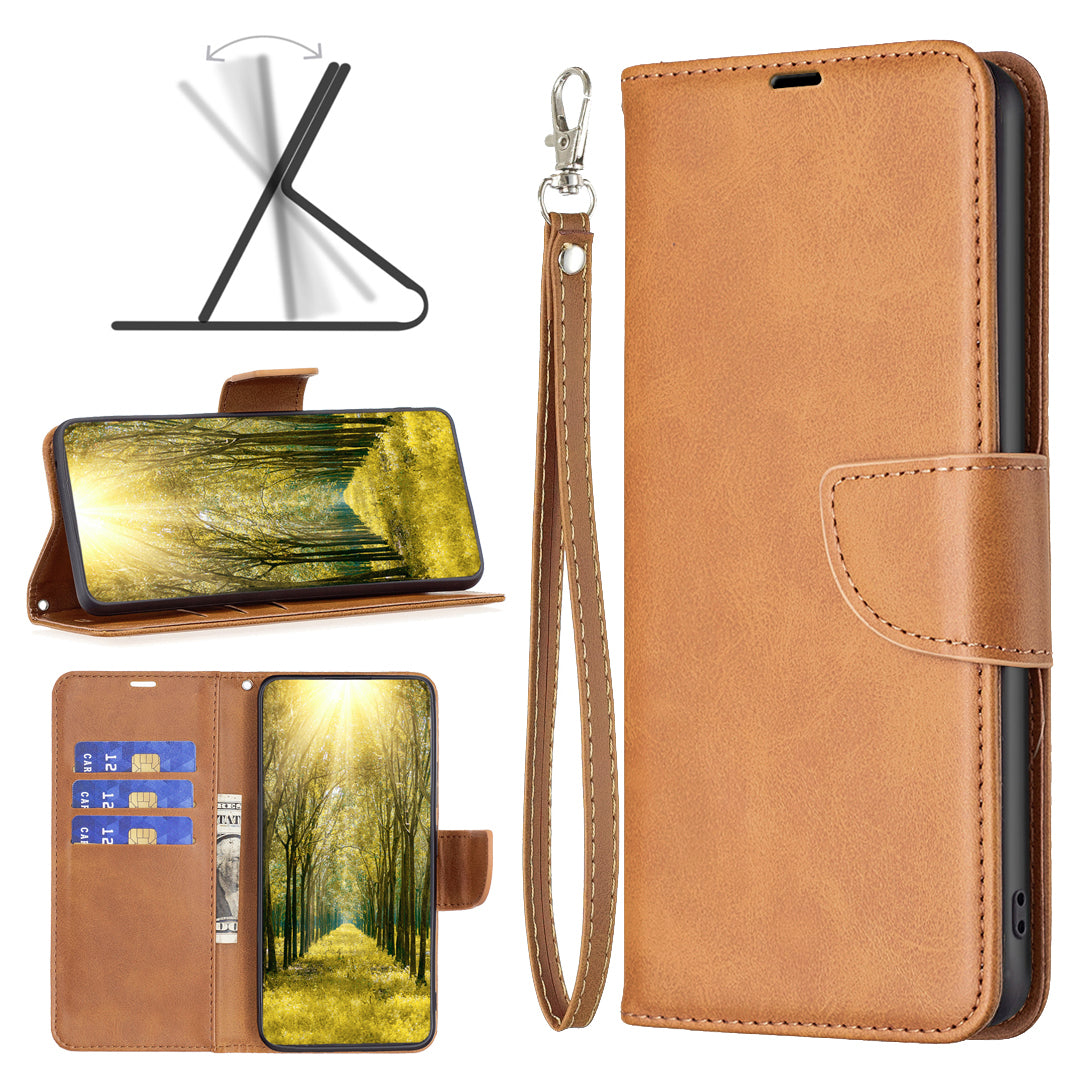 For Motorola Moto G24 4G / G04 4G Leather Phone Case Anti-drop Wallet Phone Cover - Yellow