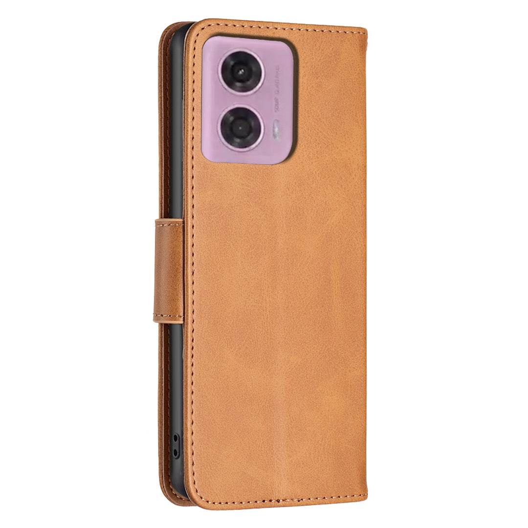 For Motorola Moto G24 4G / G04 4G Leather Phone Case Anti-drop Wallet Phone Cover - Yellow