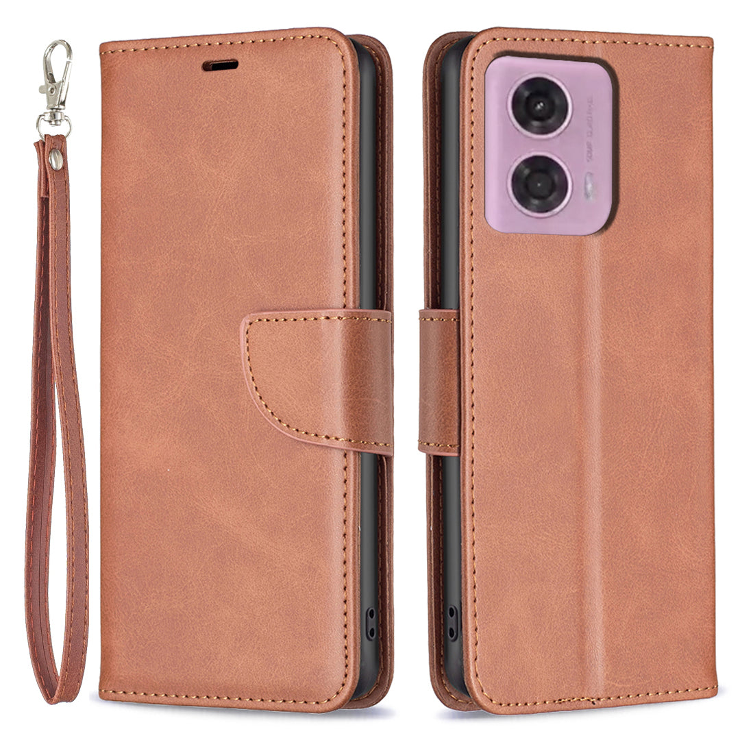 For Motorola Moto G24 4G / G04 4G Leather Phone Case Anti-drop Wallet Phone Cover - Yellow