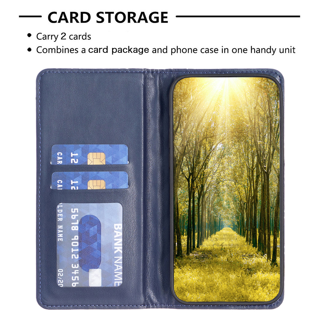 BINFEN COLOR BF Style-16 For Motorola Moto G24 4G / G04 4G PU Leather Wallet Case Card Holder - Blue